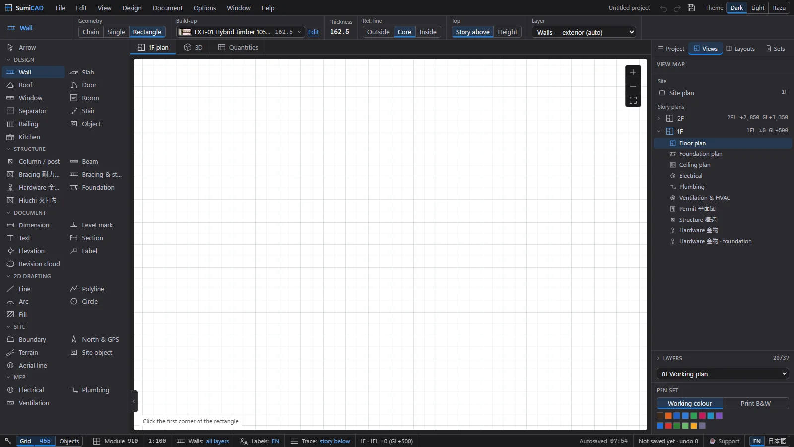 The Wall tool and its Info Box